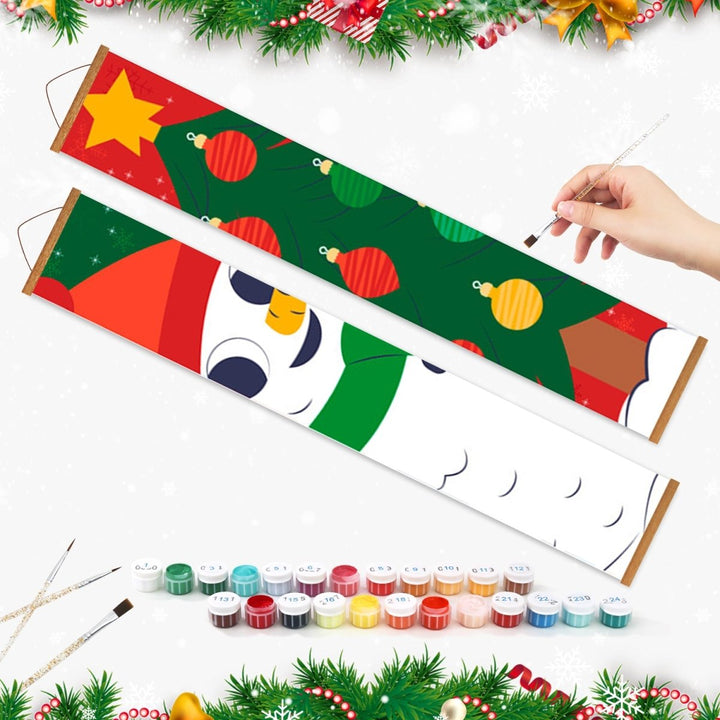 Paint By Numbers KitPorch Sign - Snowman and Ornament Tree - isuvio