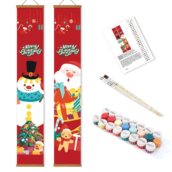 Paint By Numbers KitPorch Sign - Snowman and Santa - isuvio