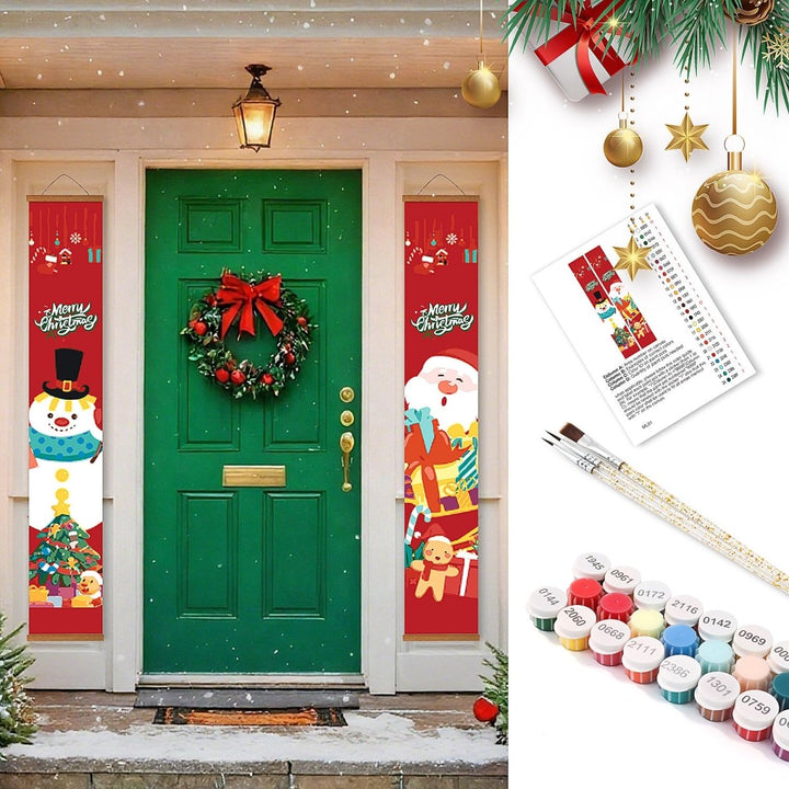 Paint By Numbers KitPorch Sign - Snowman and Santa - isuvio