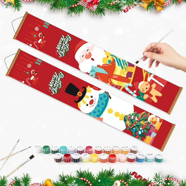 Paint By Numbers KitPorch Sign - Snowman and Santa - isuvio