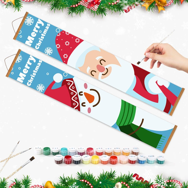 Paint By Numbers KitPorch Sign - Snowman and Santa Duo - isuvio