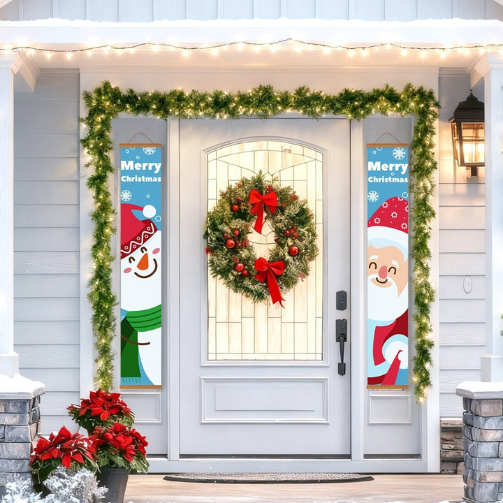 Paint By Numbers KitPorch Sign - Snowman and Santa Faces Blue - isuvio