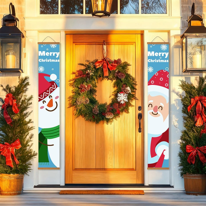 Paint By Numbers KitPorch Sign - Snowman and Santa Faces Blue - isuvio