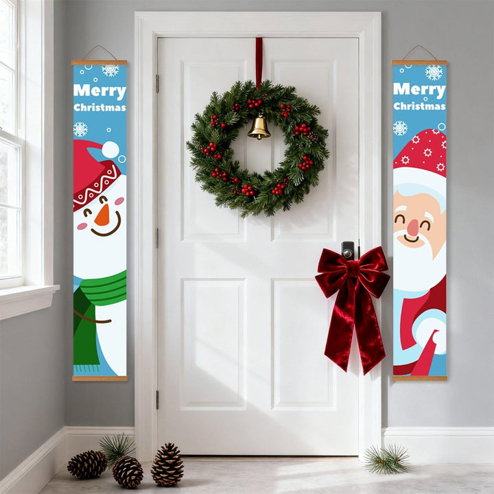 Paint By Numbers KitPorch Sign - Snowman and Santa Faces Blue - isuvio