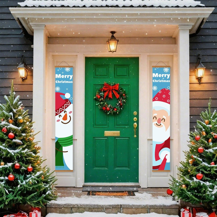 Paint By Numbers KitPorch Sign - Snowman and Santa Faces Blue - isuvio