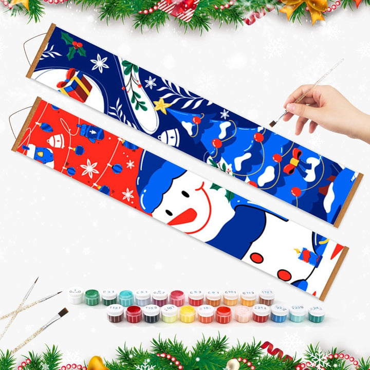 Paint By Numbers KitPorch Sign - Snowman and Winter Icons - isuvio