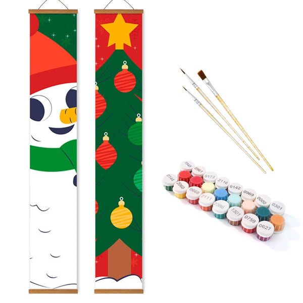 Paint By Numbers KitPorch Sign - Snowman Head and Ornament Column - isuvio