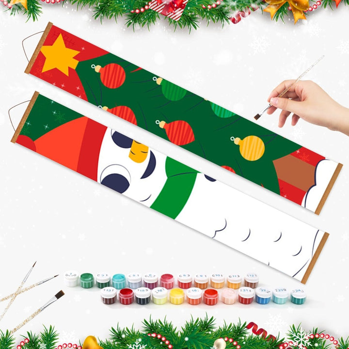 Paint By Numbers KitPorch Sign - Snowman Head and Ornament Column - isuvio