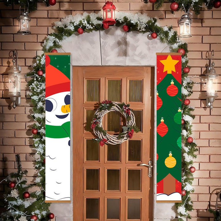 Paint By Numbers KitPorch Sign - Snowman Head and Ornament Column - isuvio