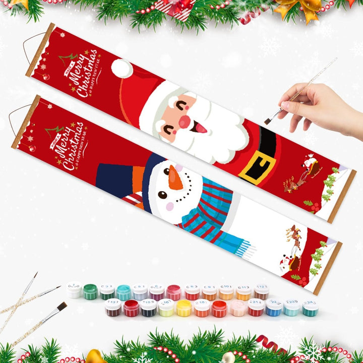 Paint By Numbers KitPorch Sign - Snowman Portrait and Santa Portrait - isuvio