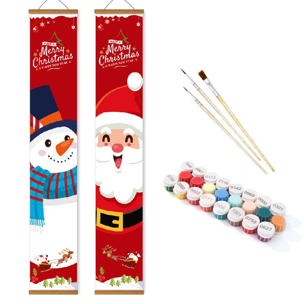 Paint By Numbers KitPorch Sign - Snowman Portrait and Santa Portrait - isuvio