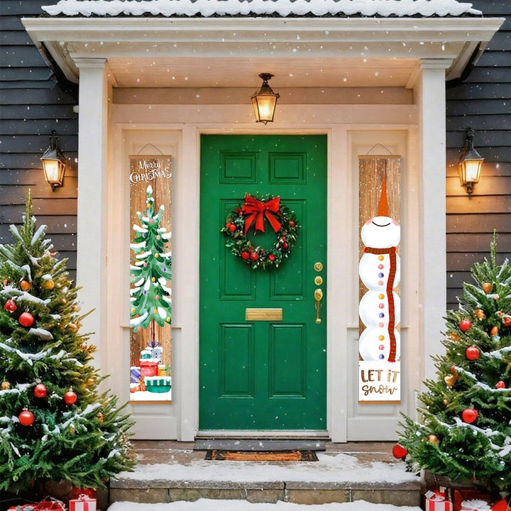 Paint By Numbers KitPorch Sign - Tree and Snowman Stacked Wood Background - isuvio