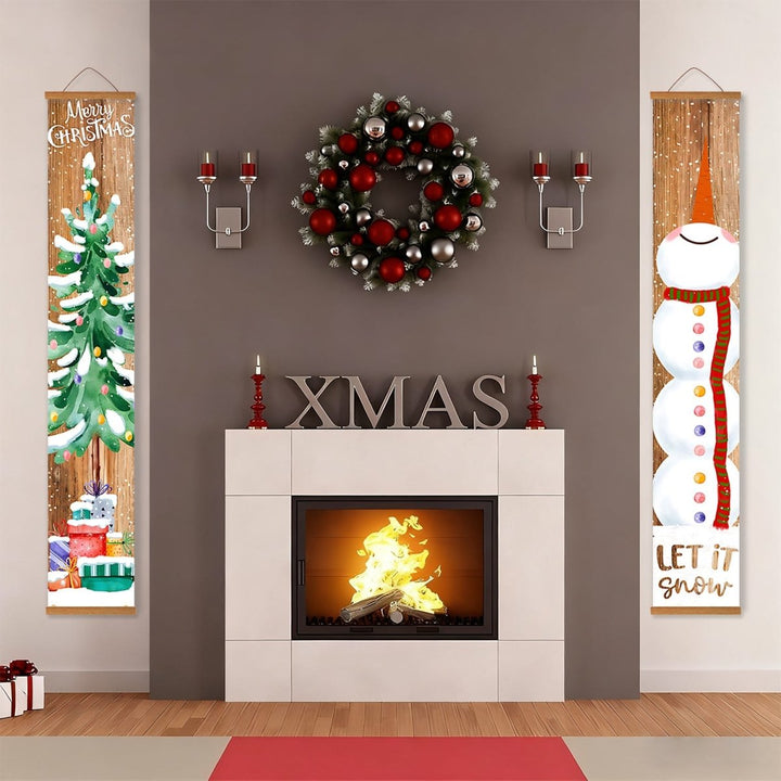 Paint By Numbers KitPorch Sign - Tree and Snowman Stacked Wood Background - isuvio