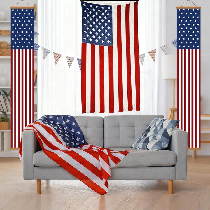 Paint By Numbers KitPorch Sign - USA Flag Stripes Pair - isuvio