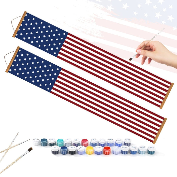 Paint By Numbers KitPorch Sign - USA Flag Stripes Pair - isuvio