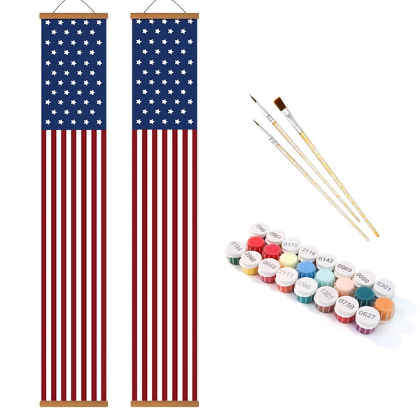 Paint By Numbers KitPorch Sign - USA Flag Stripes Pair - isuvio