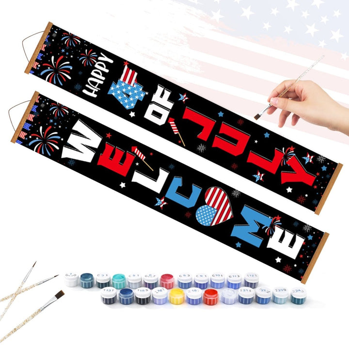 Paint By Numbers KitPorch Sign - Welcome and July 4 - isuvio
