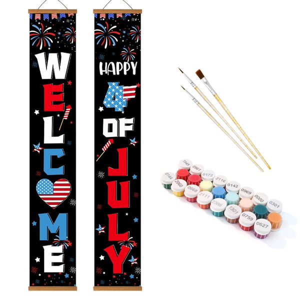 Paint By Numbers KitPorch Sign - Welcome and July 4 - isuvio