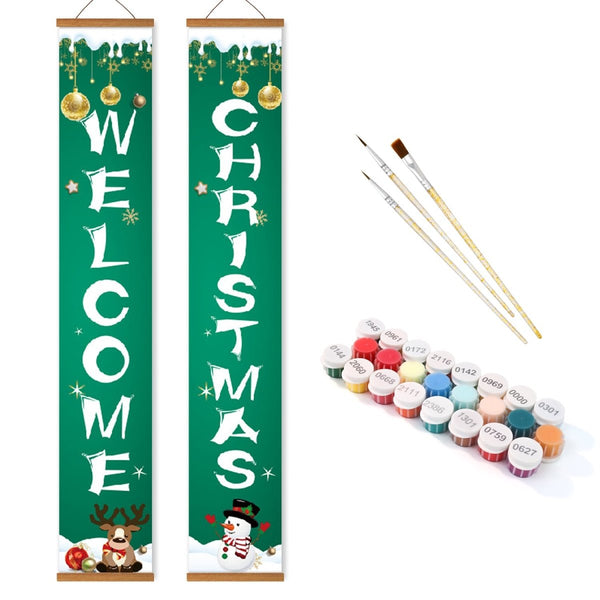 Paint By Numbers KitPorch Sign - Welcome Christmas Ornaments - isuvio