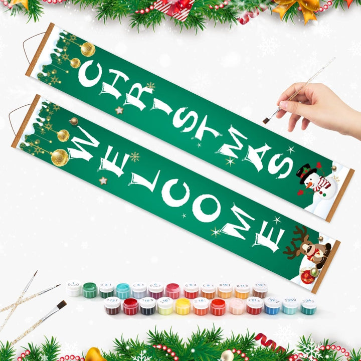 Paint By Numbers KitPorch Sign - Welcome Christmas Ornaments - isuvio