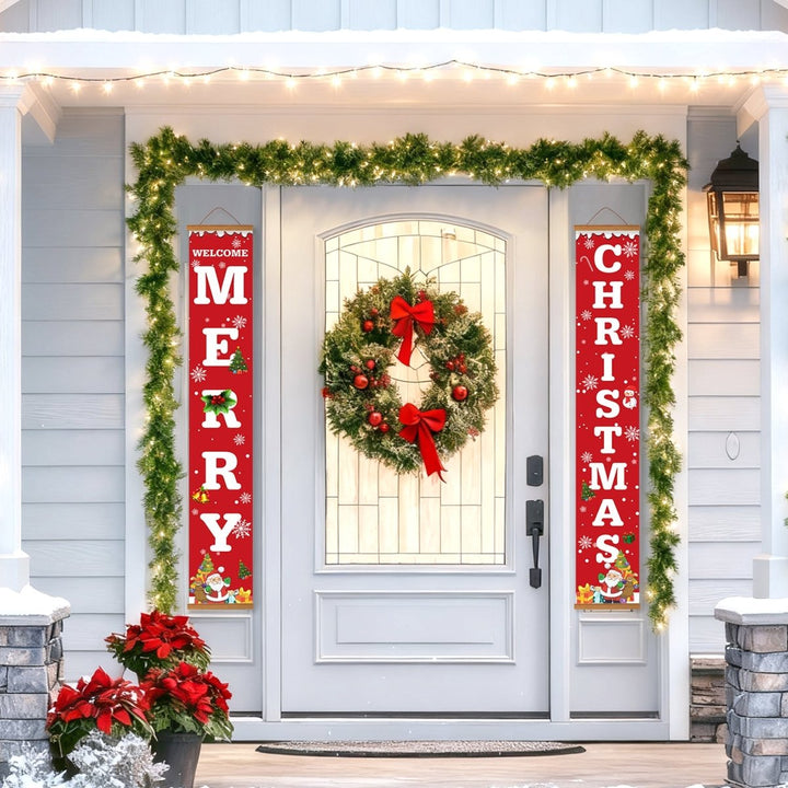 Paint By Numbers KitPorch Sign - Welcome Merry Christmas Letters Red - isuvio