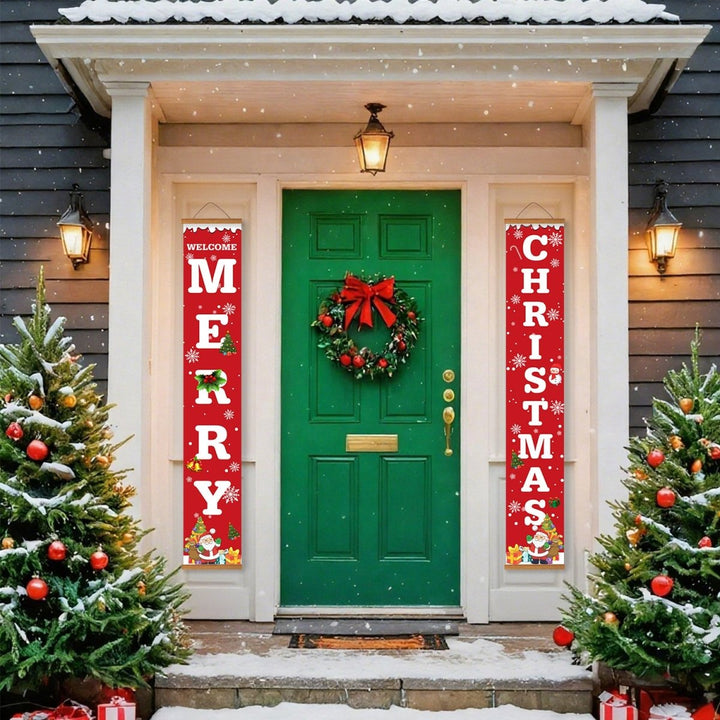 Paint By Numbers KitPorch Sign - Welcome Merry Christmas Letters Red - isuvio