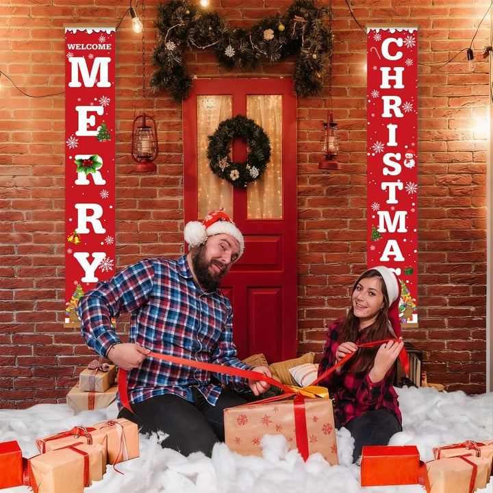 Paint By Numbers KitPorch Sign - Welcome Merry Christmas Letters Red - isuvio