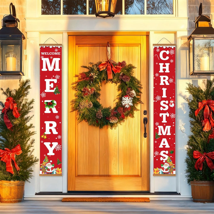 Paint By Numbers KitPorch Sign - Welcome Merry Christmas Letters Red - isuvio