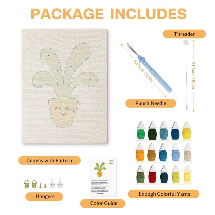 Punch Needle Kit - Punch Needle Kit - Smiley Potted Plant – isuvio