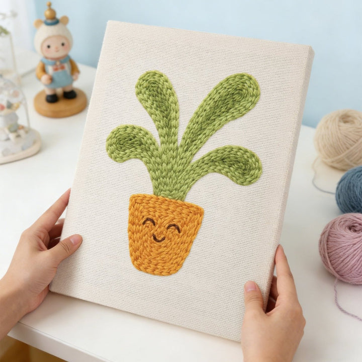 Punch Needle Kit - Punch Needle Kit - Smiley Potted Plant – isuvio