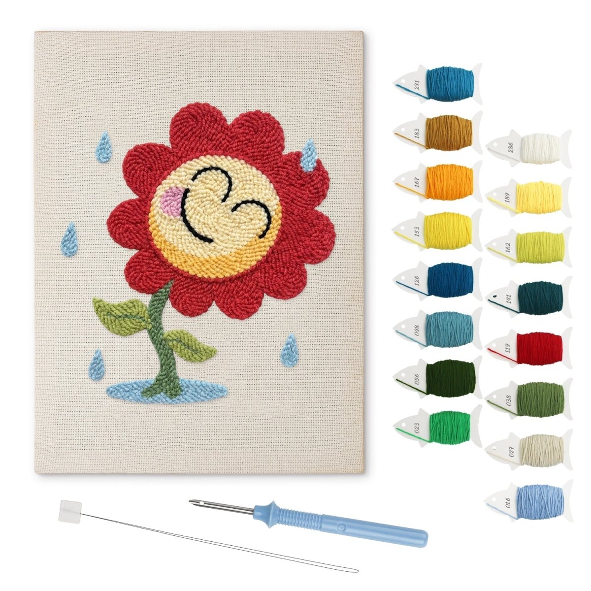 Punch Needle Kit - Punch Needle Kit - Smiling Red Flower – isuvio