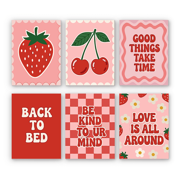 Mini Paint By Numbers SetQuote Cards Set – Strawberry Cherry Slogans Daisies - isuvio