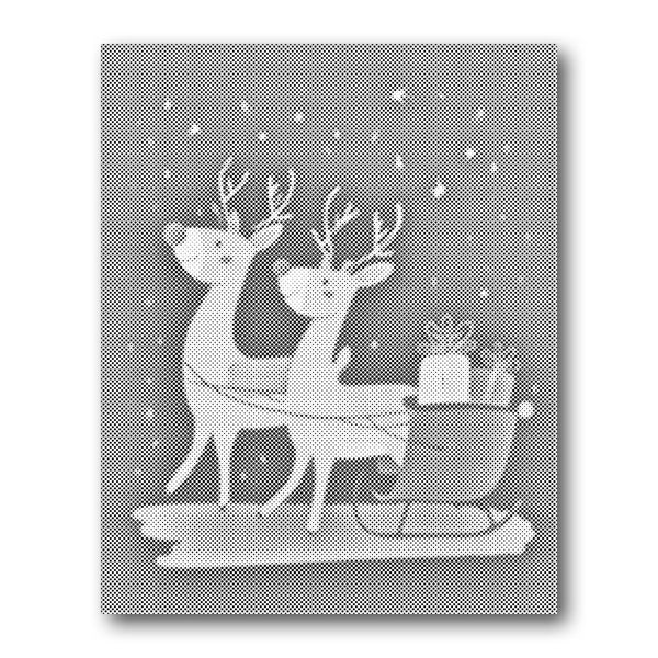 Dot PaintingReindeer Sleigh at Night - isuvio