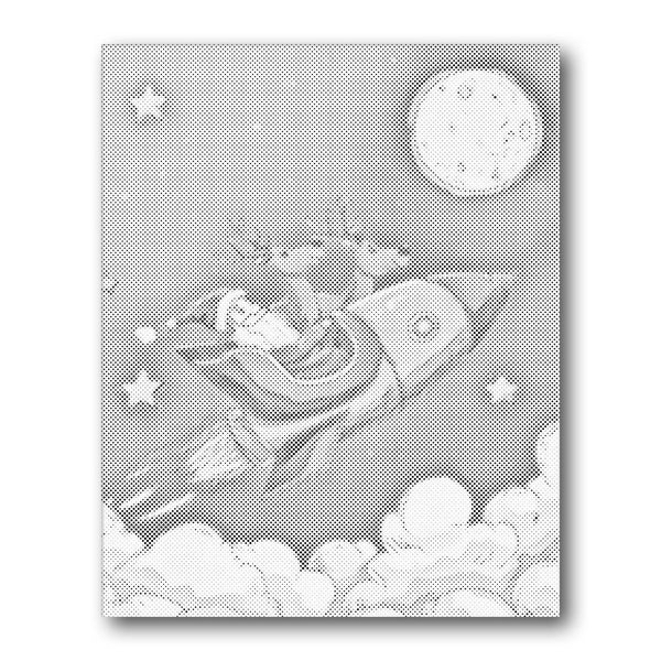 Dot PaintingSanta on Rocket to the Moon - isuvio