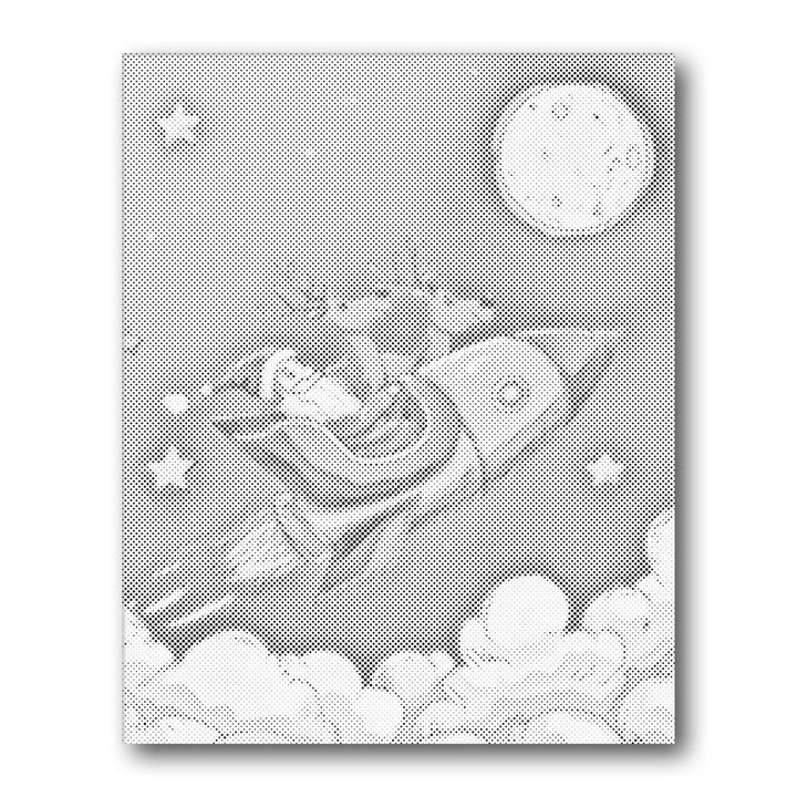 Dot PaintingSanta on Rocket to the Moon - isuvio