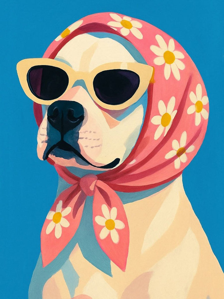 Paint By Numbers KitSpeaker - Retro Dog with Scarf - isuvio