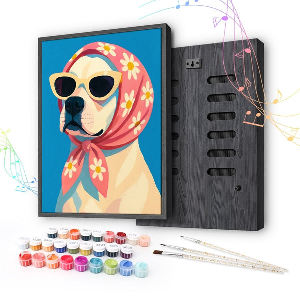 Paint By Numbers KitSpeaker - Retro Dog with Scarf - isuvio