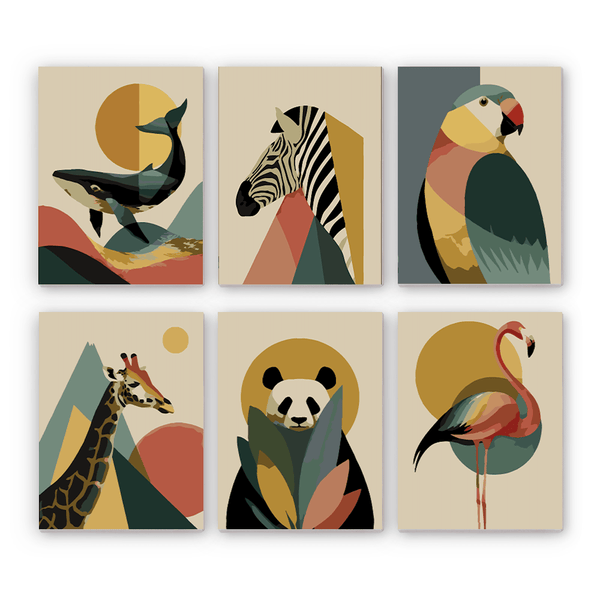 Mini Paint By Numbers SetWhale Zebra Parrot Giraffe Panda - isuvio