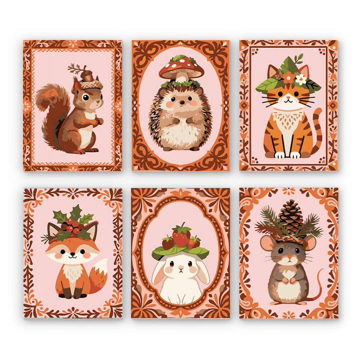 Mini Paint By Numbers SetWoodland Animals Frames - isuvio